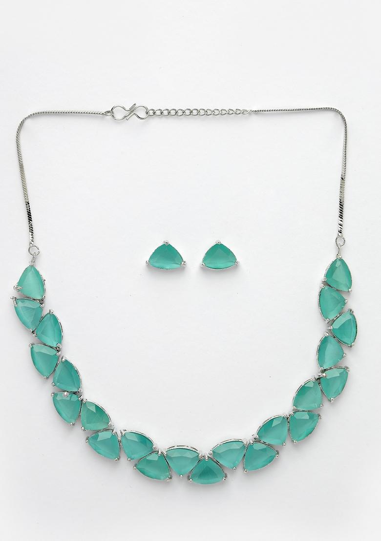Green Artificial Stones Studded Handcrafted Jewellery Set