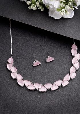 Pink Artificial Stones Studded Handcrafted Jewellery Set