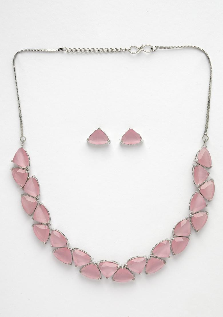 Pink Artificial Stones Studded Handcrafted Jewellery Set
