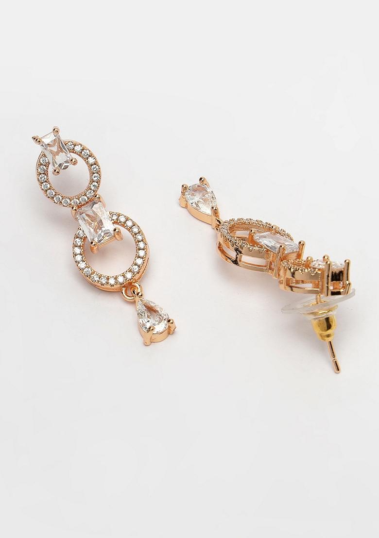 Gold Gold Plated American Diamond Studded Handcrafted Jewellery Set