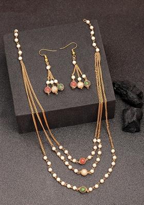 Multi Color Gold Plated Artificial Beads Jewellery Set