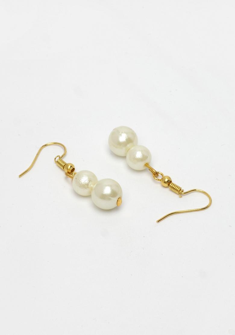Gold Gold Plated White Pearl Beaded Handcrafted Jewellery Set