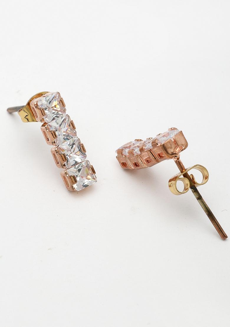 Gold Rose Gold Plated Cz Studded Jewellery Set