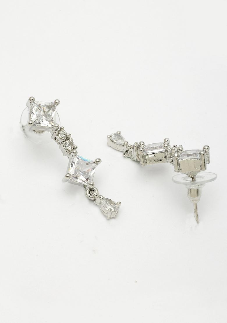 Silver Plated Cz Studded Brass Handcrafted Jewellery Set