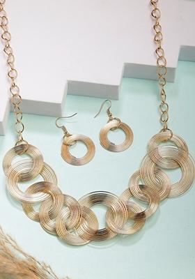 Gold Gold Plated Circular Shaped Jewellery Set