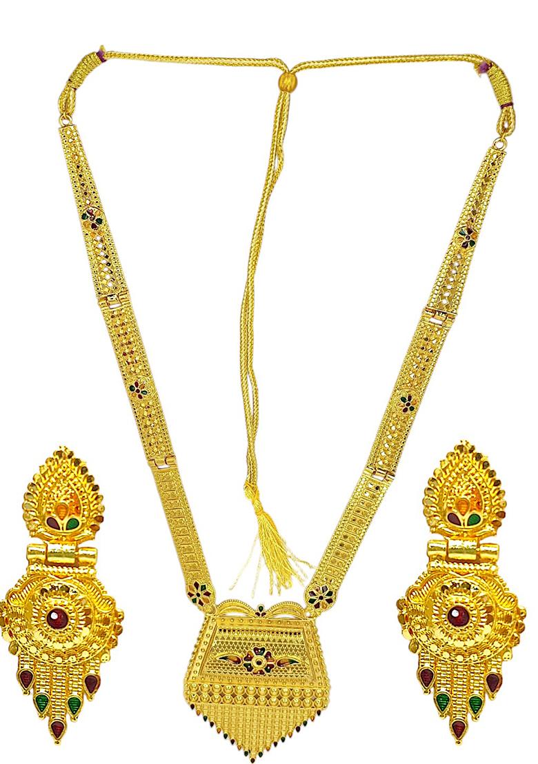 Gold Plated Meenakari Long Haaram Jewellery Set