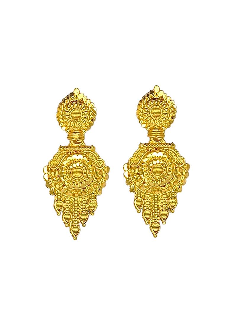 Gold Plated Round Shape Long Haaram Jewellery Set