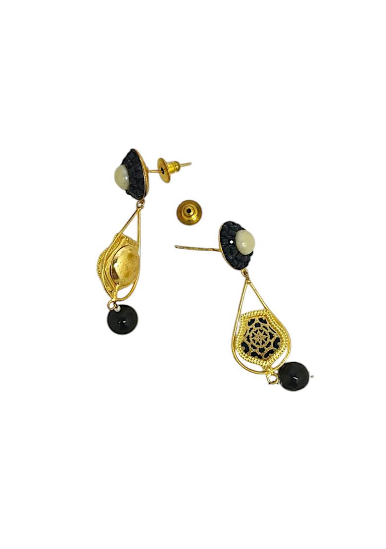 Gold Plated Black Thewa Style Jewellery Set