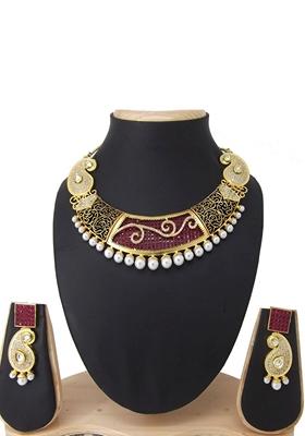 American Diamond Ruby Stone Jewellery Set