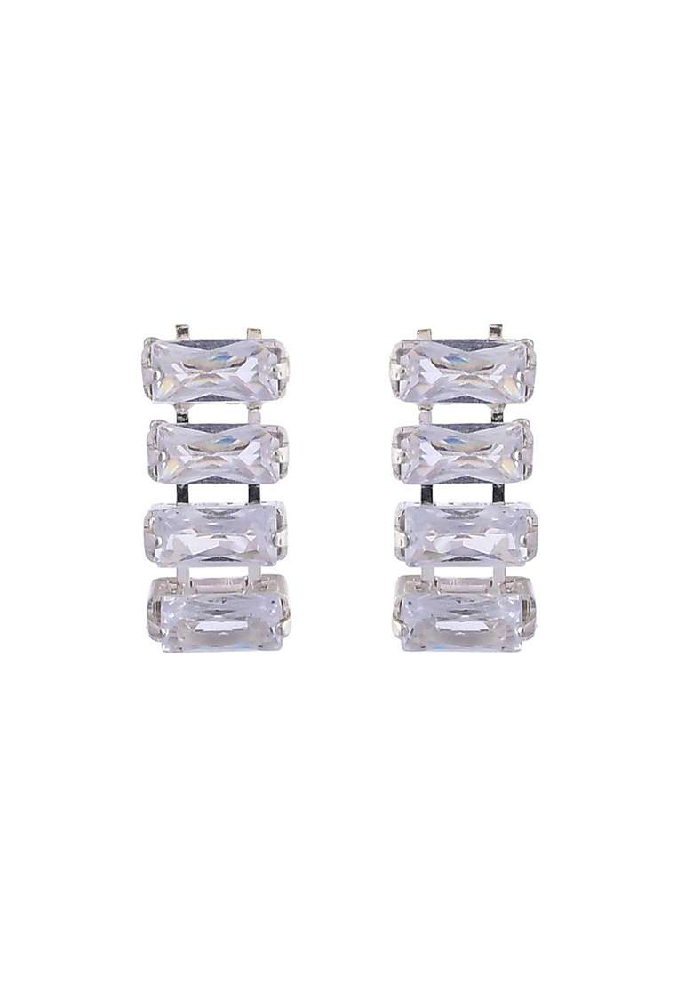 Silver Plated Cubical Beads Choker Set With Earrings - Indya