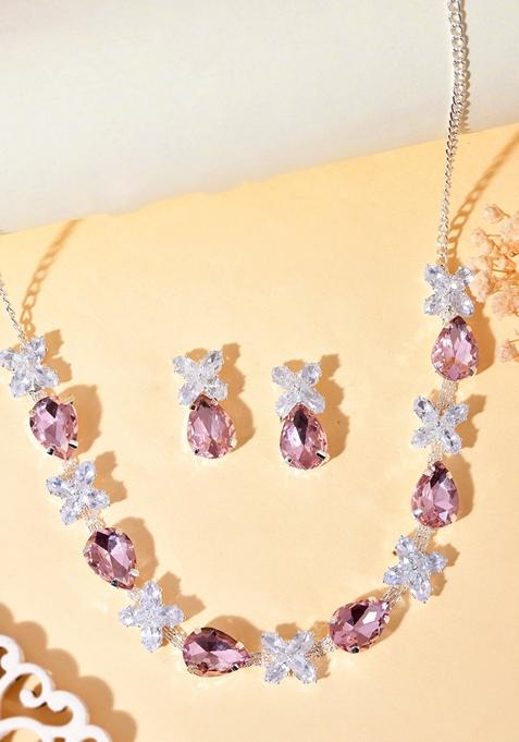 Pink Round Zircon Bangle Bracelet