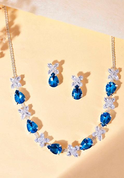 Blue Round Zircon Bangle Bracelet