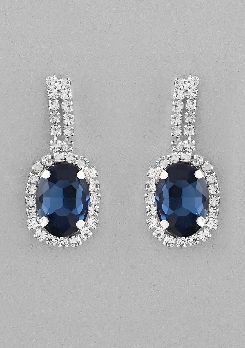 Dark Blue Ad Stone Studded With Dark Blue Stone Choker Set