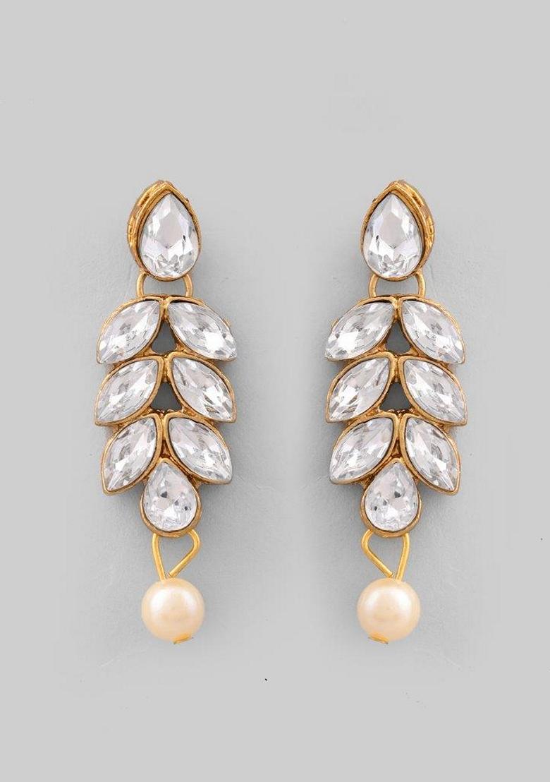 Gold Plated Kundan Studded Pearl Long Necklace And Earrings Set