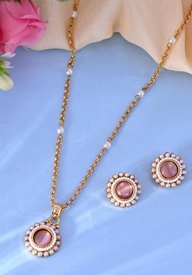 Gold Plated Stone Studded Chain Set