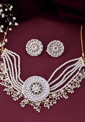 Gold Plated Kundan Studded Choker Necklace Set