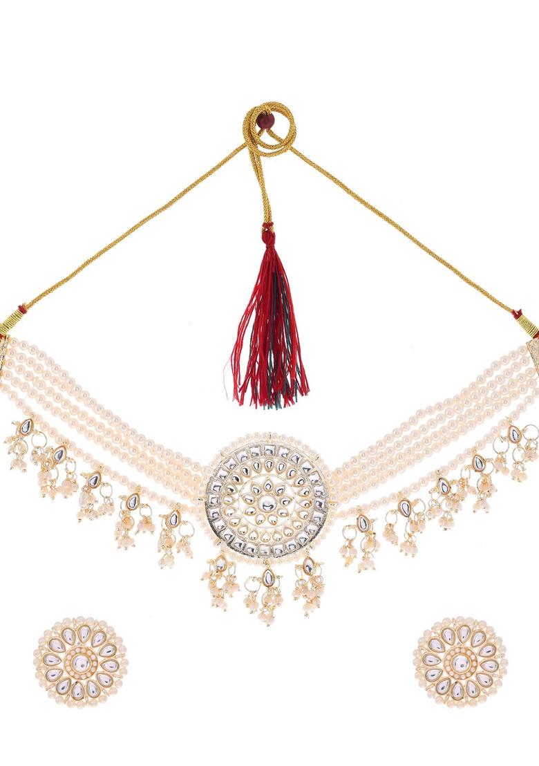 Gold Plated Kundan Studded Choker Necklace Set