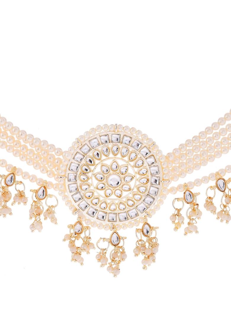 Gold Plated Kundan Studded Choker Necklace Set