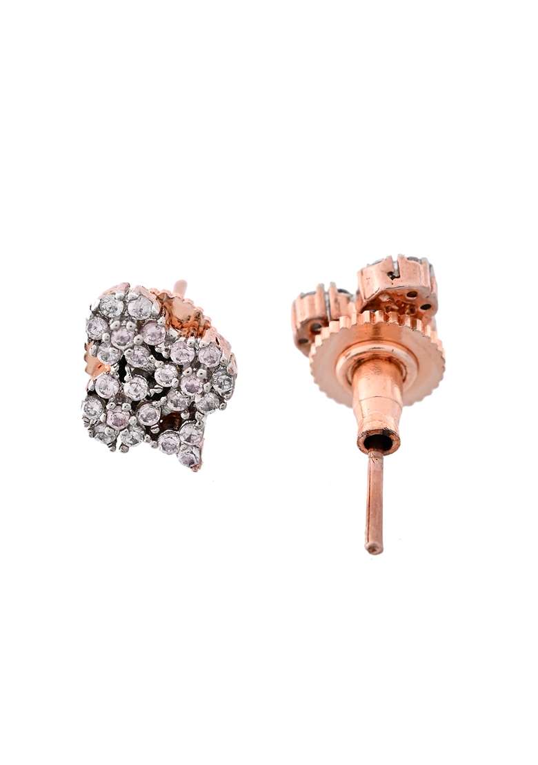 Rose Gold Rose Toned Ad Stone Studded Floral Mangalsutra Set - Indya