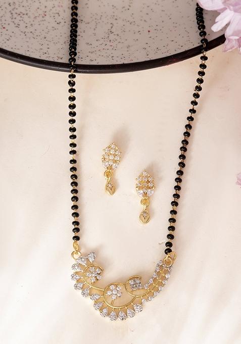 Gold Plated Stylish Ad Mangalsutra Set
