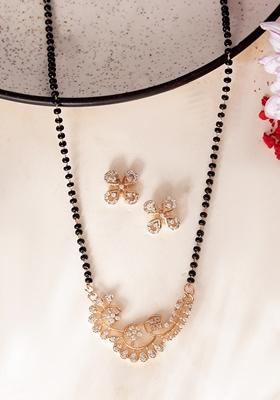 Rose Gold Rose Plated Stylish Ad Mangalsutra Set