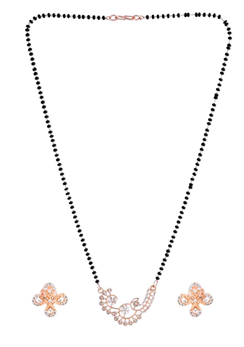 Rose Gold Rose Plated Stylish Ad Mangalsutra Set
