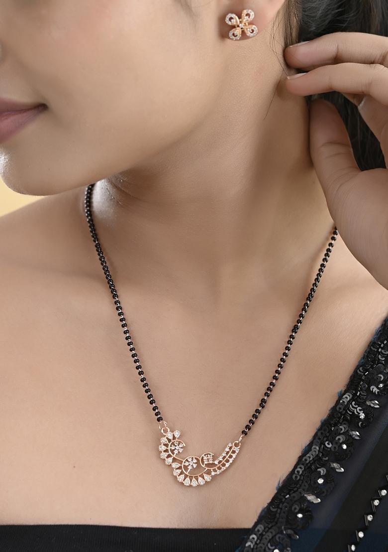Rose Gold Rose Plated Stylish Ad Mangalsutra Set