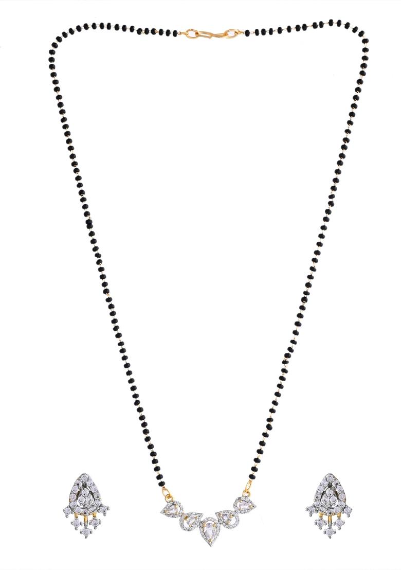 Gold Plated Tear Drop Shape Ad Mangalsutra Set