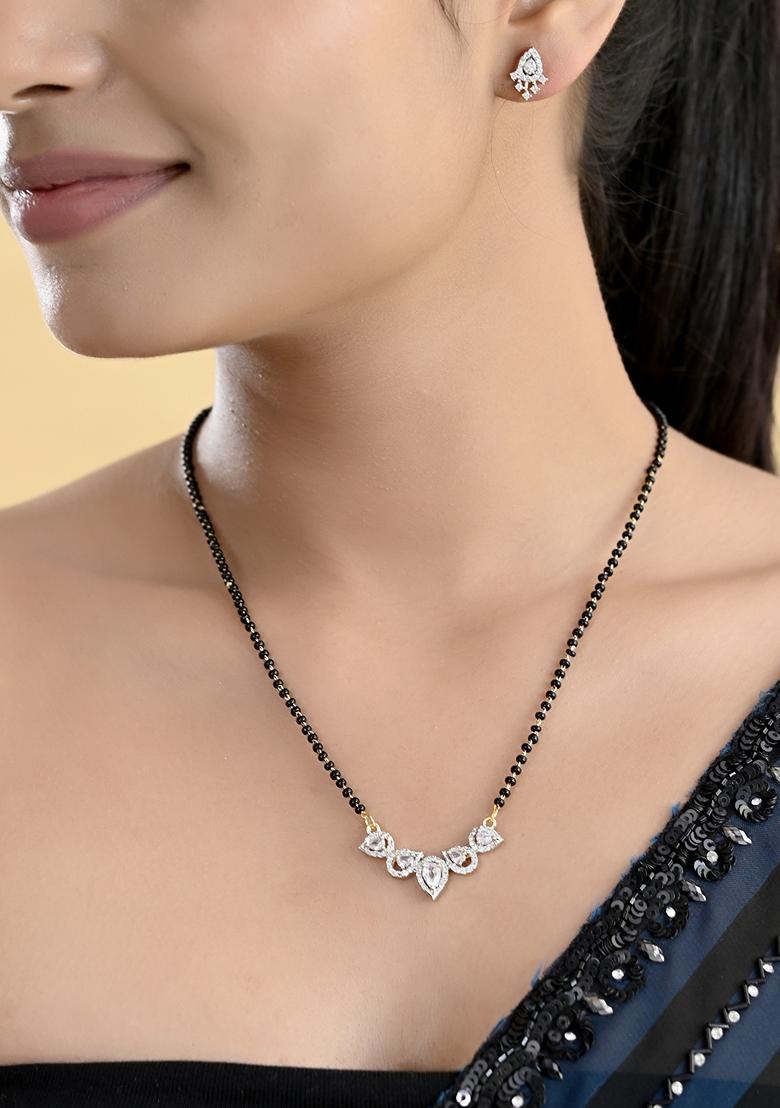 Gold Plated Tear Drop Shape Ad Mangalsutra Set