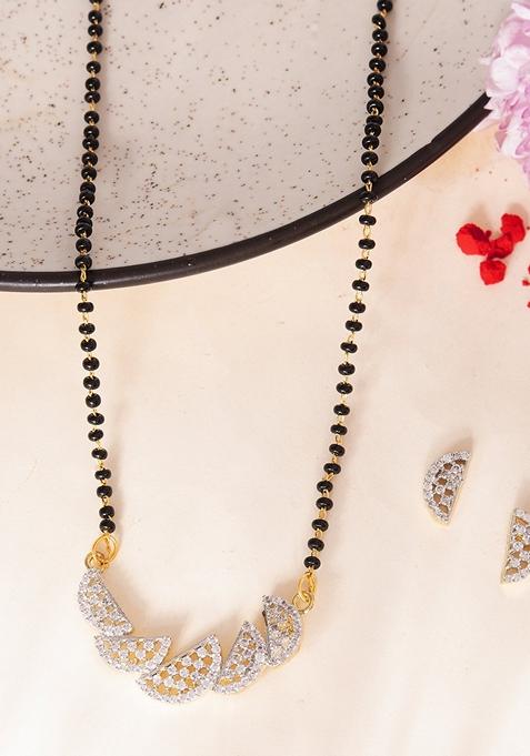 Gold Plated Semi Circle Shape Ad Mangalsutra Set