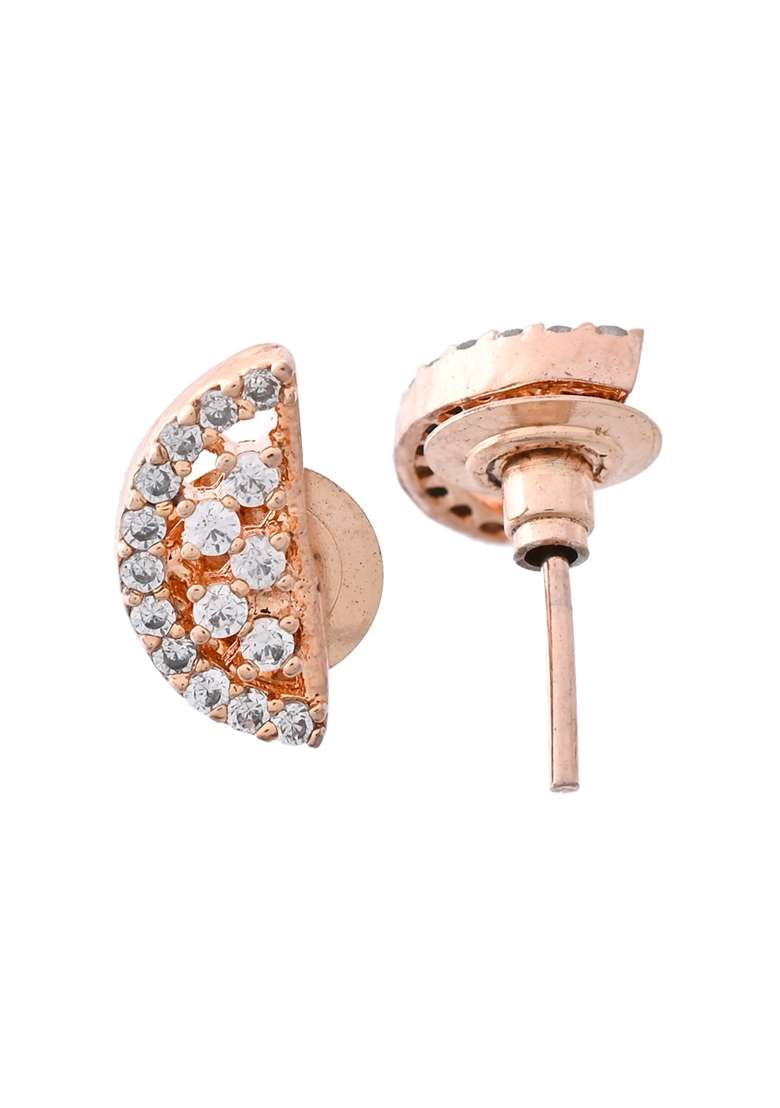 Rose Gold Rose Plated Semi Circle Shape Ad Mangalsutra Set - Indya