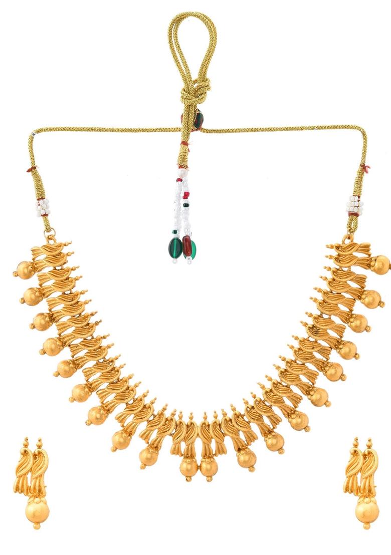 Gold Plated Designer Necklace With Earrings Set