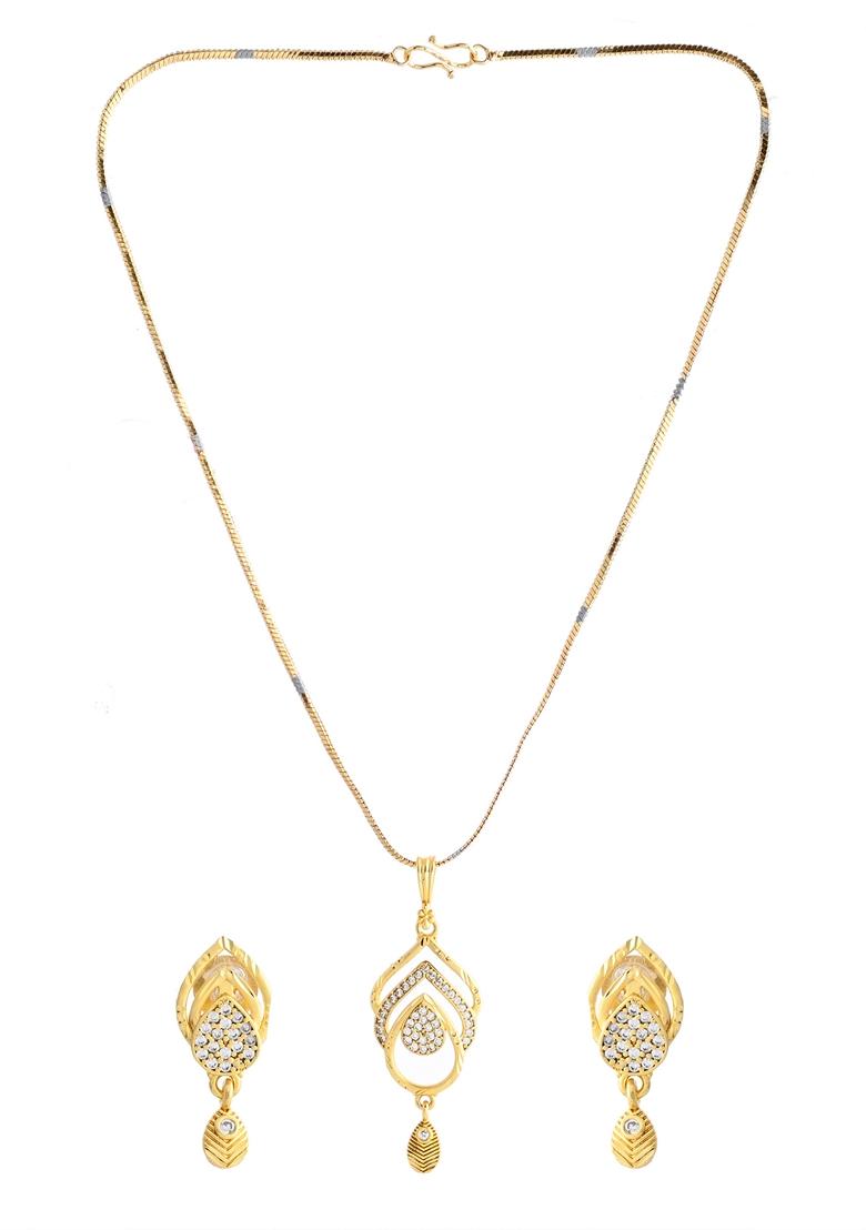 Gold Plated Ad Stone Studded Designer Chain Set