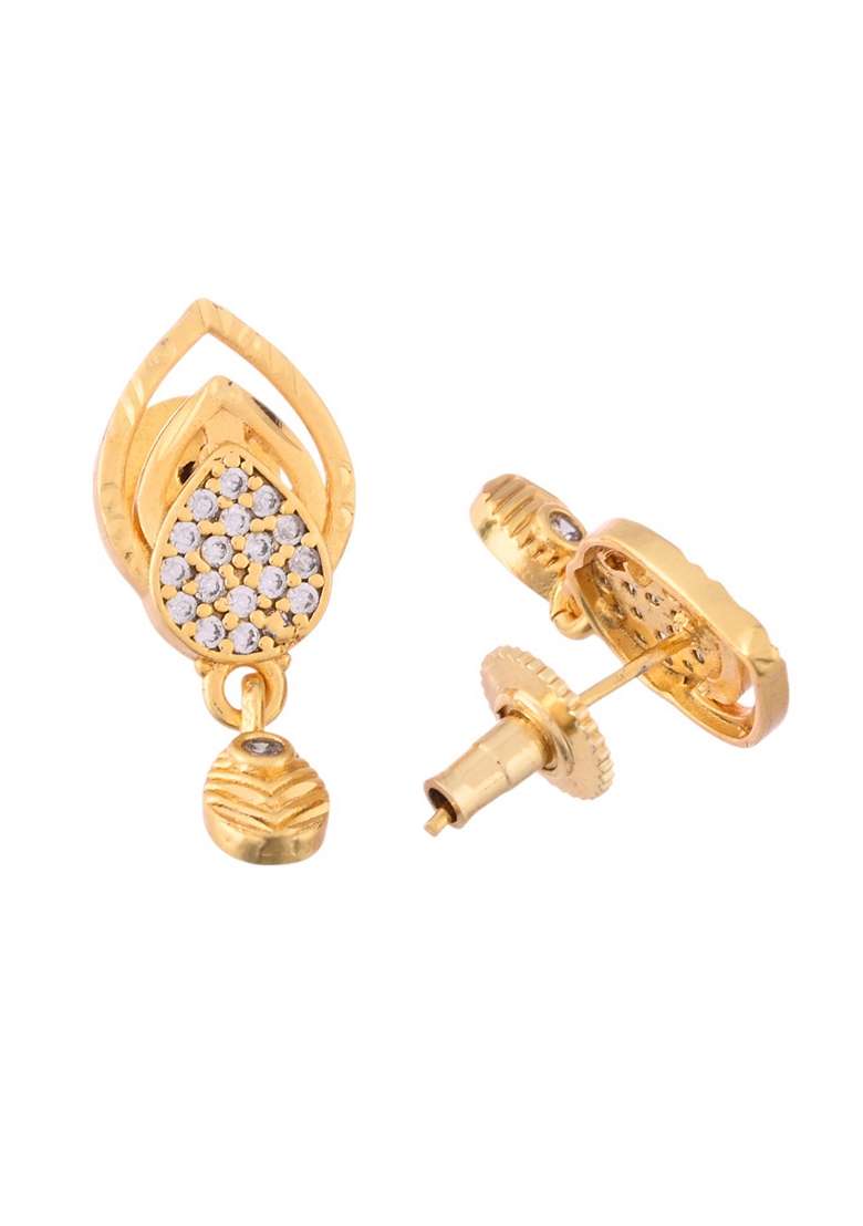 Gold Plated Ad Stone Studded Designer Chain Set - Indya