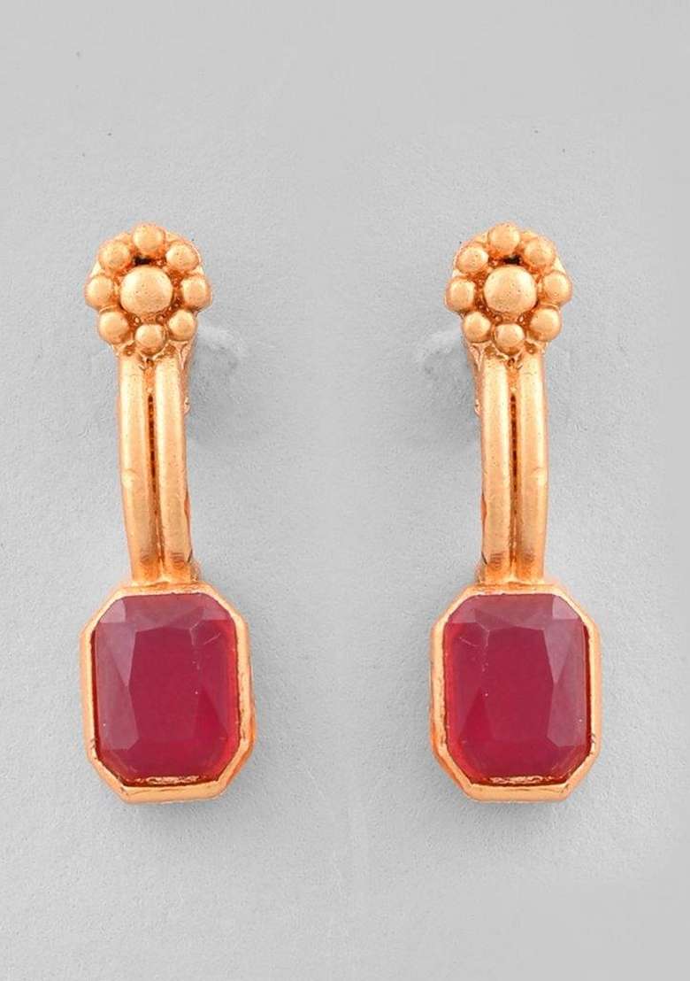 Gold Plated Stone Studded Necklace And Earrings Set - Indya
