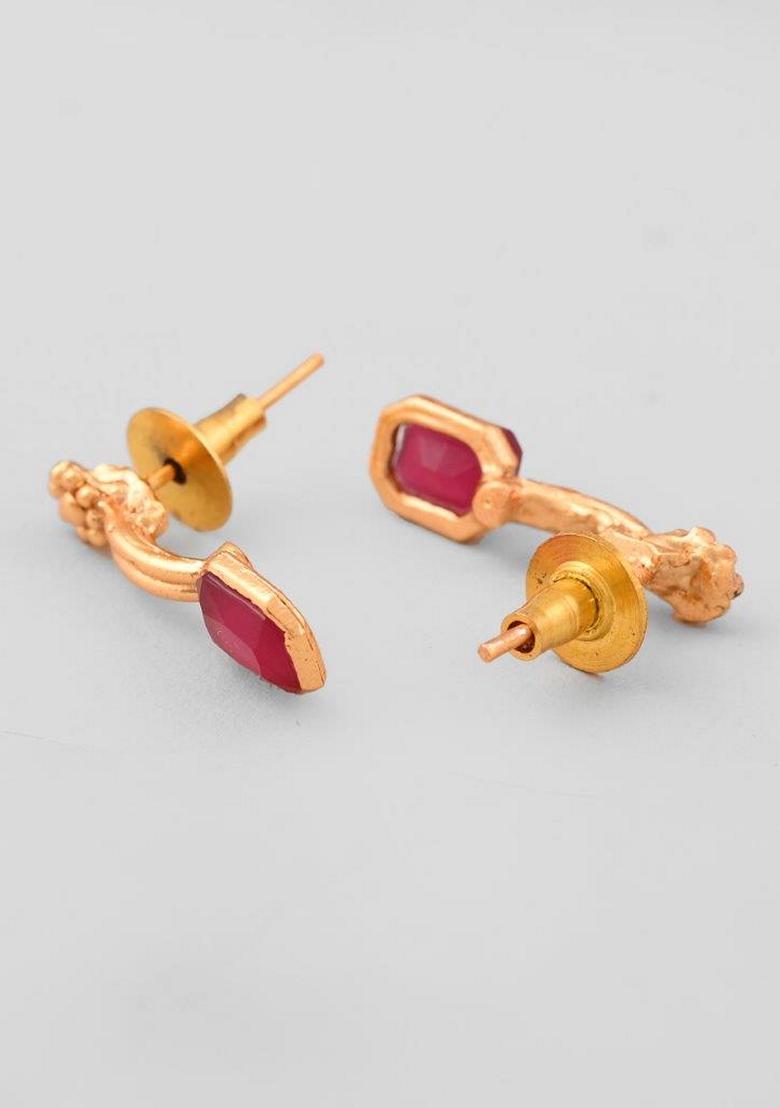 Gold Plated Stone Studded Necklace And Earrings Set