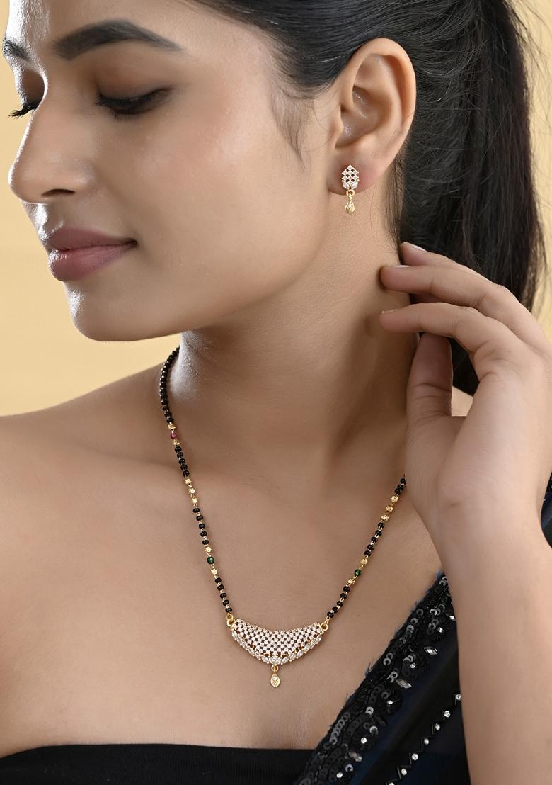 Gold Plated Ad Stone Studded Mangalsutra Set