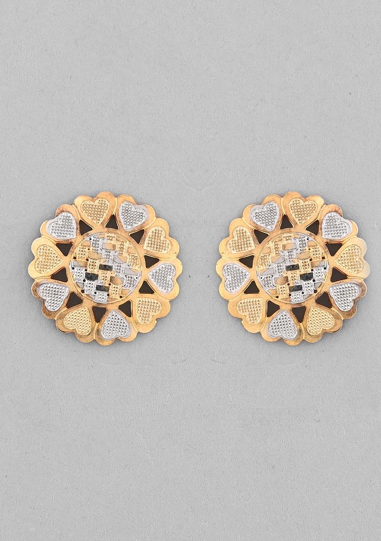 Gold Plated Chain With Flower Shaped Pandent And Earrings