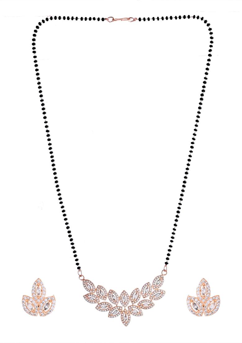 Gold Plated Stylish Tear Drop Ad Mangalsutra Set