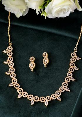 Gold Plated Ad Studded Necklace Set
