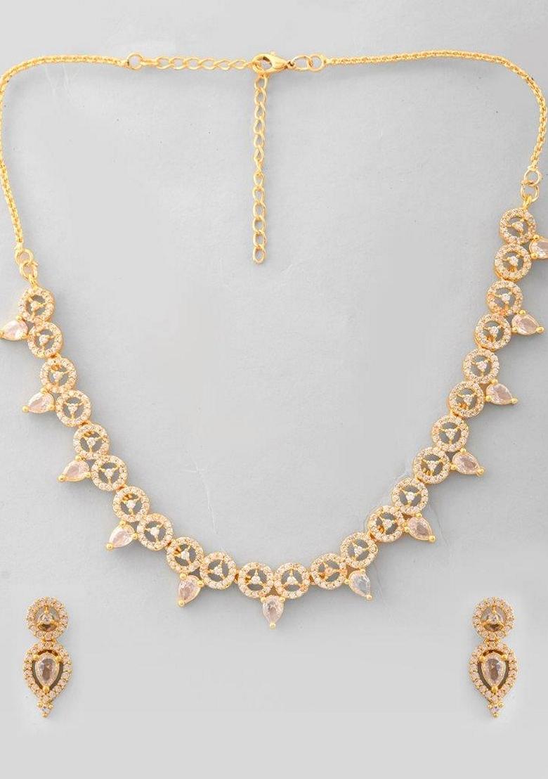 Gold Plated Ad Studded Necklace Set