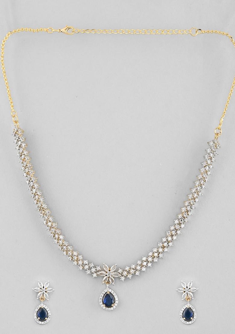 Blue Ad Studded Necklace Set