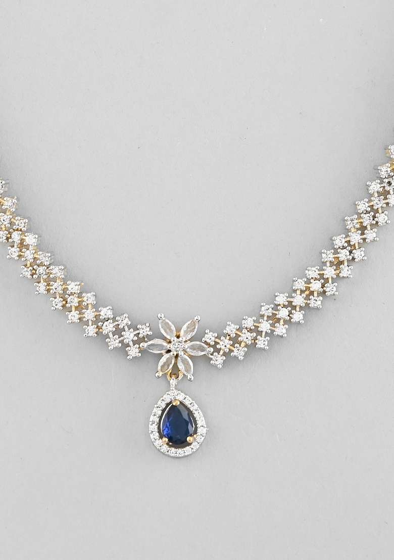 Blue Ad Studded Necklace Set - Indya