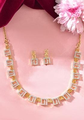 Gold Plated Geometrical Ad Necklace Set