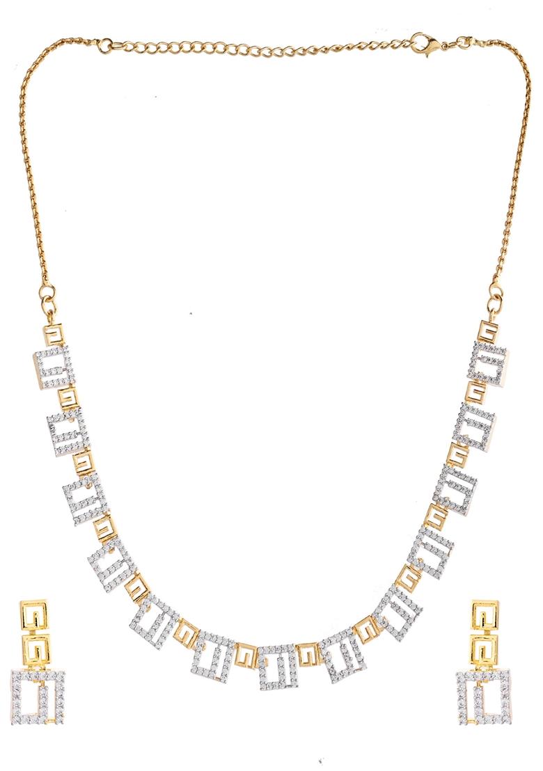 Gold Plated Geometrical Ad Necklace Set