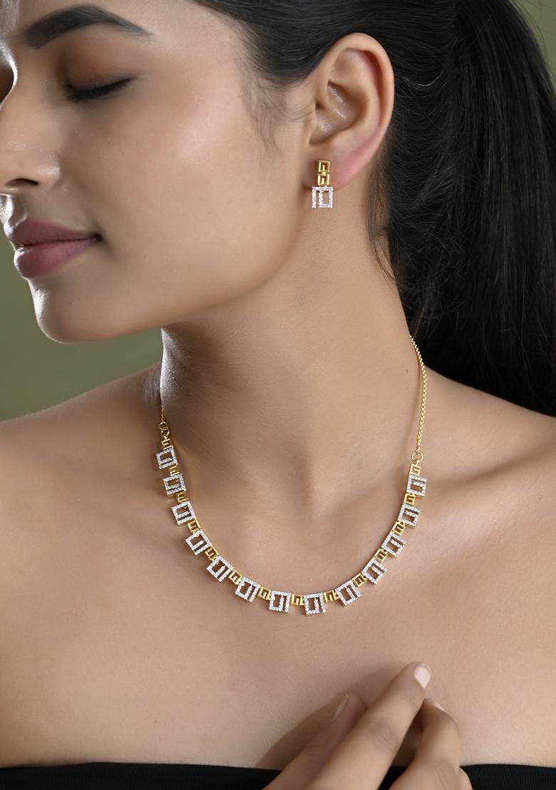 Gold Plated Geometrical Ad Necklace Set