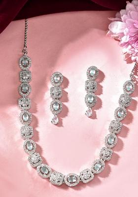Mint Green Mint Green Stone Ad Necklace Set
