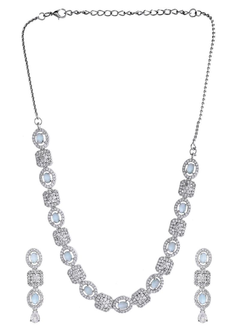 Mint Green Mint Green Stone Ad Necklace Set