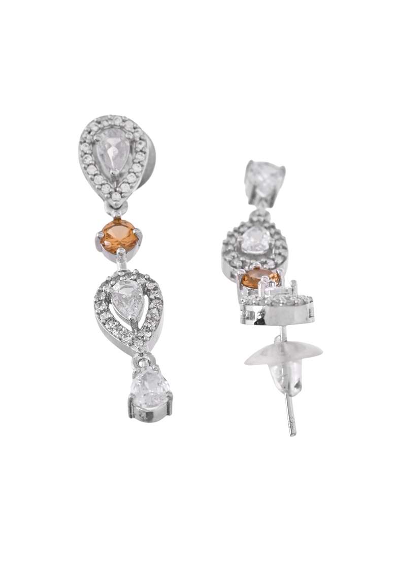 Yellow Yellow Stone Tear Drop Shaped Ad Necklace Set - Indya