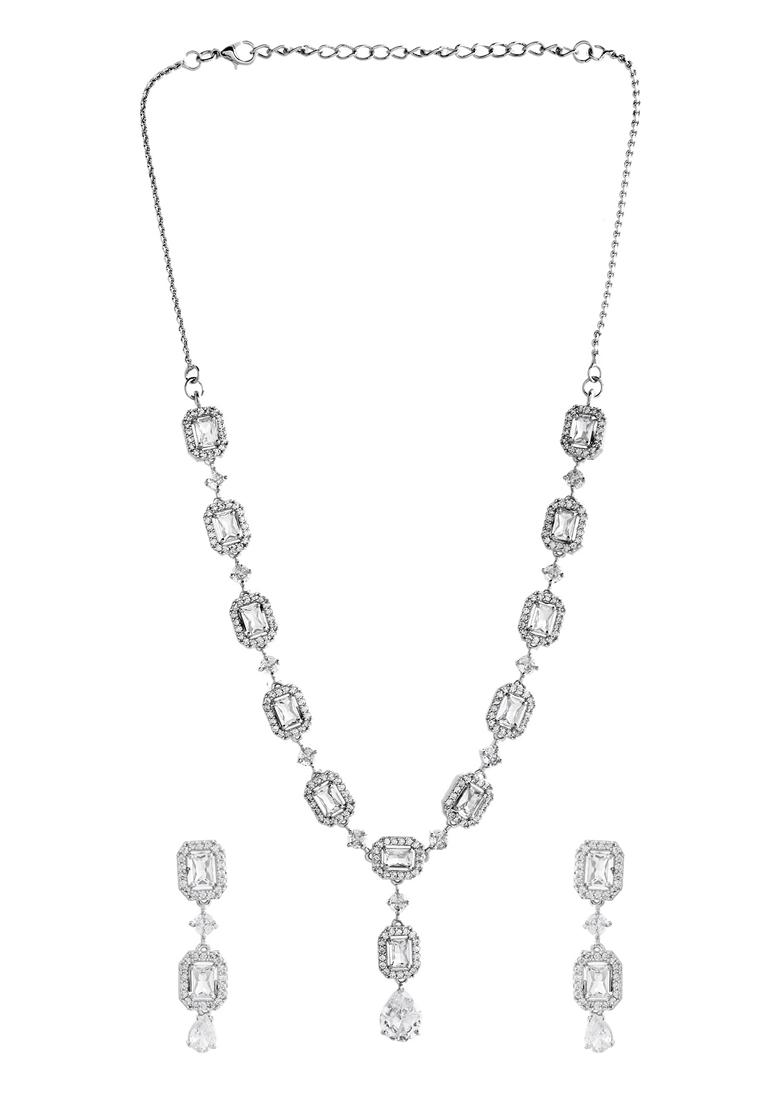 Silver Plated Geometrical Shaped Ad Necklace Set